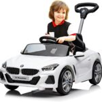 Officially Licensed BMW Z4 Toddler Push Ride-On Car with Adjustable Push Handle, Music Horn & Silent Wheels