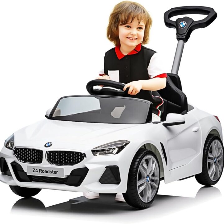 Officially Licensed BMW Z4 Toddler Push Ride-On Car with Adjustable Push Handle, Music Horn & Silent Wheels