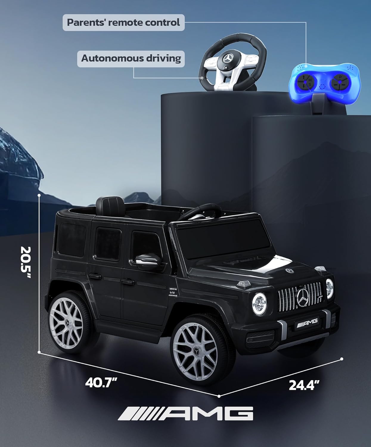 12V Licensed Mercedes-Benz AMG G63 Kids Electric Ride-On Car with Parent Remote, LED Lights, Bluetooth & Smooth Start - Image 5
