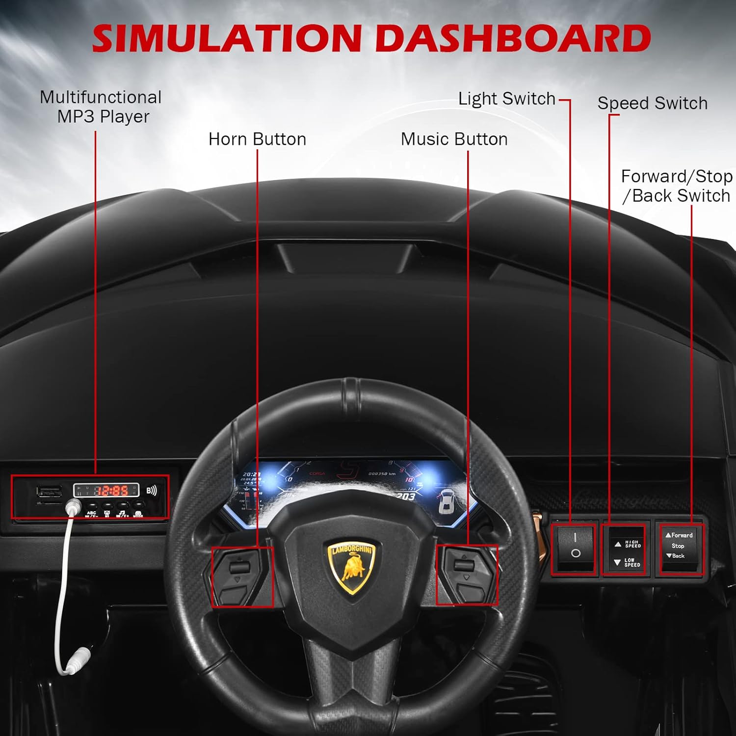 12V Licensed Lamborghini Sian Kids Electric Ride-On Car with Parent Remote, Spring Suspension & MP3 Player - Image 7