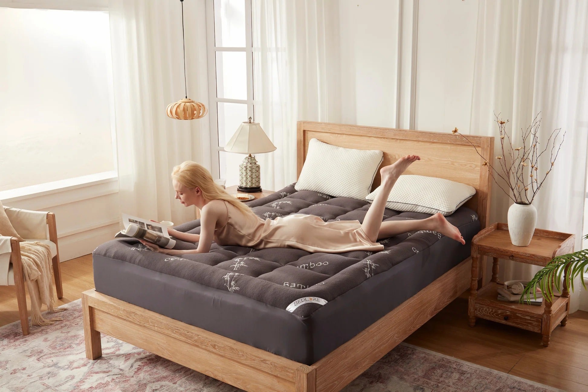 Bedlore® 3D Fill Bamboo Mattress Topper, Cooling & Deep Sleep - Image 6